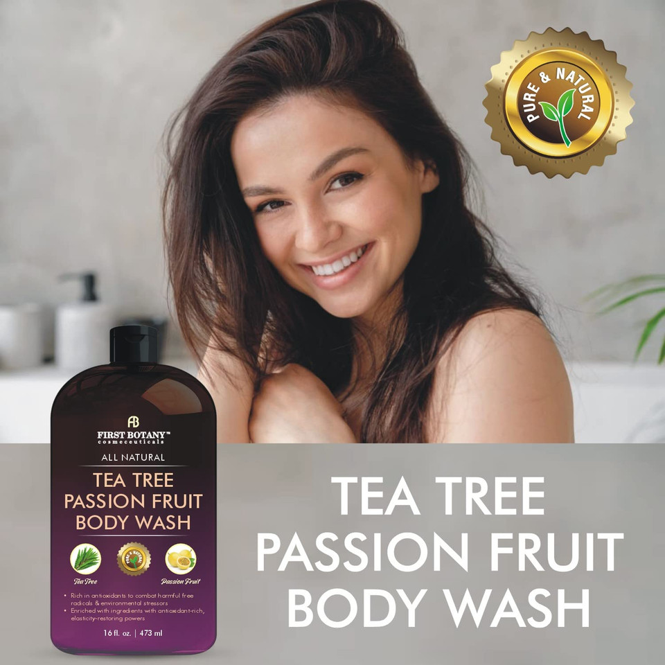 All Natural Body Wash - Fights Body Odor, Athlete'S Foot, Jock Itch, Nail Issues, Dandruff, Acne, Eczema, Shower Gel For Women & Men, Skin Cleanser -16 Fl Oz (Passion Fruit)