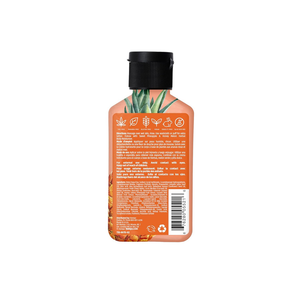 Hempz New Mini Body Wash, Original Herbal Travel Size Shower Gel, 2.25 Oz