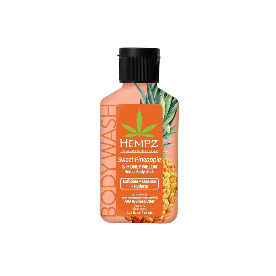 Hempz New Mini Body Wash, Triple Moisture Fresh Citrus, Travel Size Shower Gel, 2.25 Oz