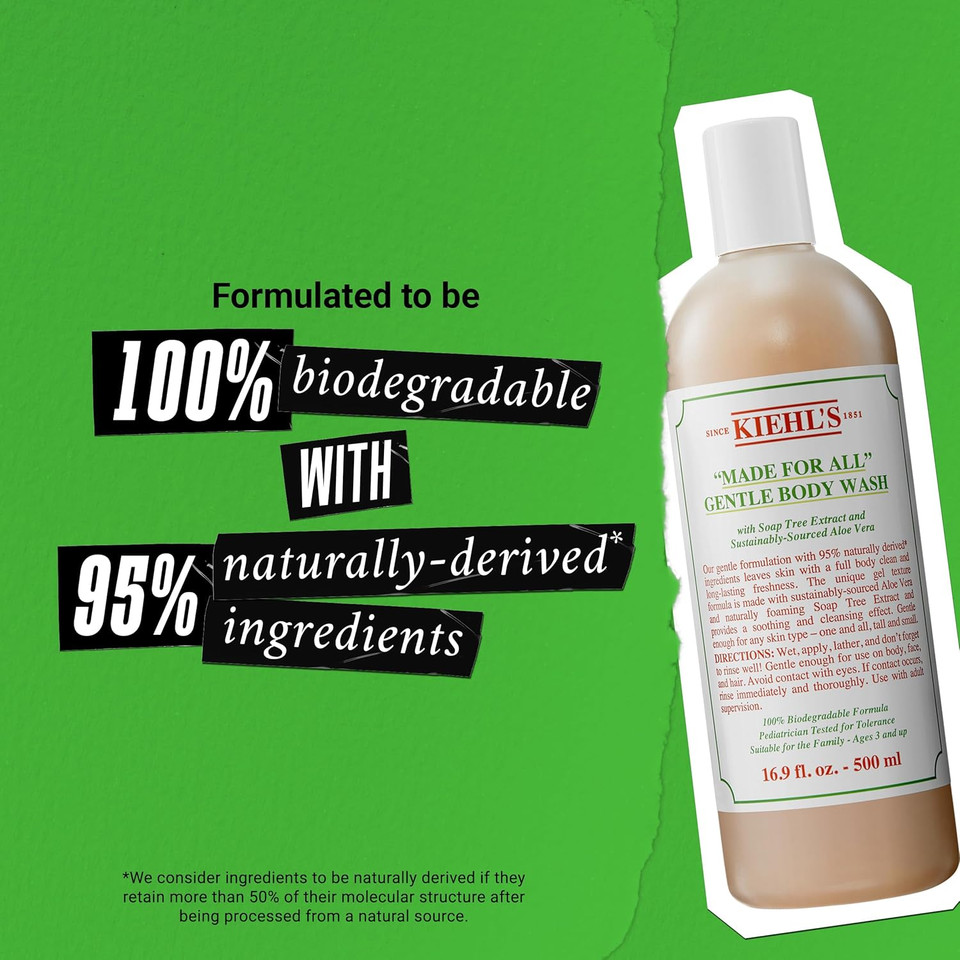 Kiehl'S Made For All Gentle Body Cleanser, Shower Gel For Body & Hair, With Aloe Vera & Soap Tree Extract, Suitable For Family, All Skin Types, Dermatologist-Tested, Pediatrician-Tested - 16.9 Fl Oz