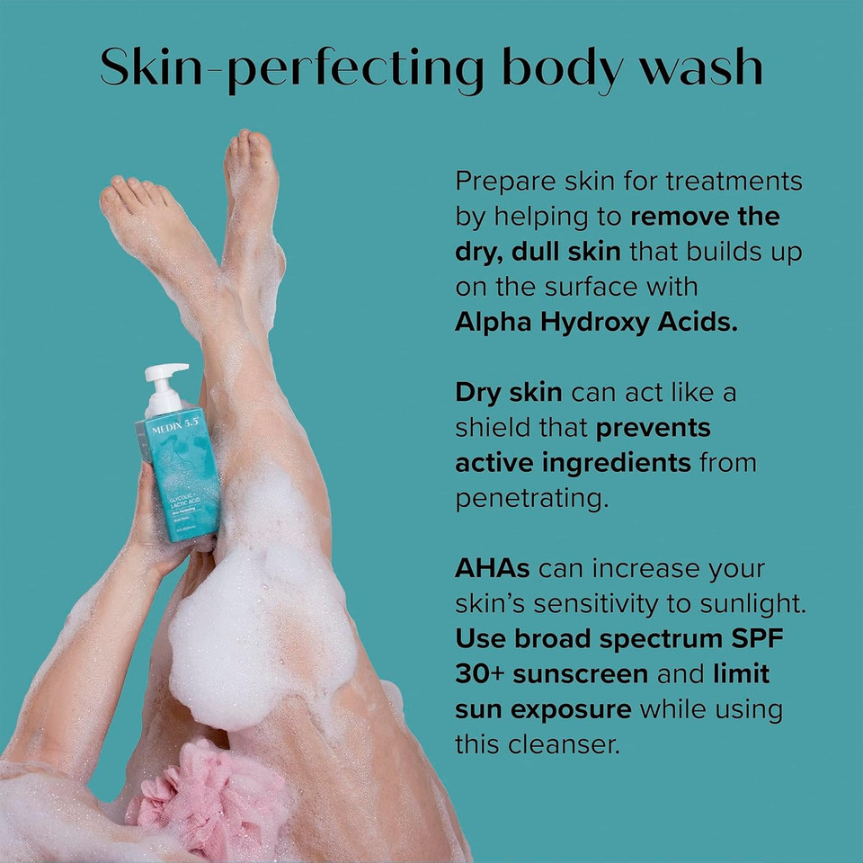 Medix 5.5 Exfoliating Aha Glycolic Acid Face & Body Scrub Cleanser + Retinol Moisturizing Body Cream Lotion Skin Care 2Pc Set | Alpha Hydroxy Acid & Lactic Acid Foaming Body Wash & Face Wash, 2-Pc
