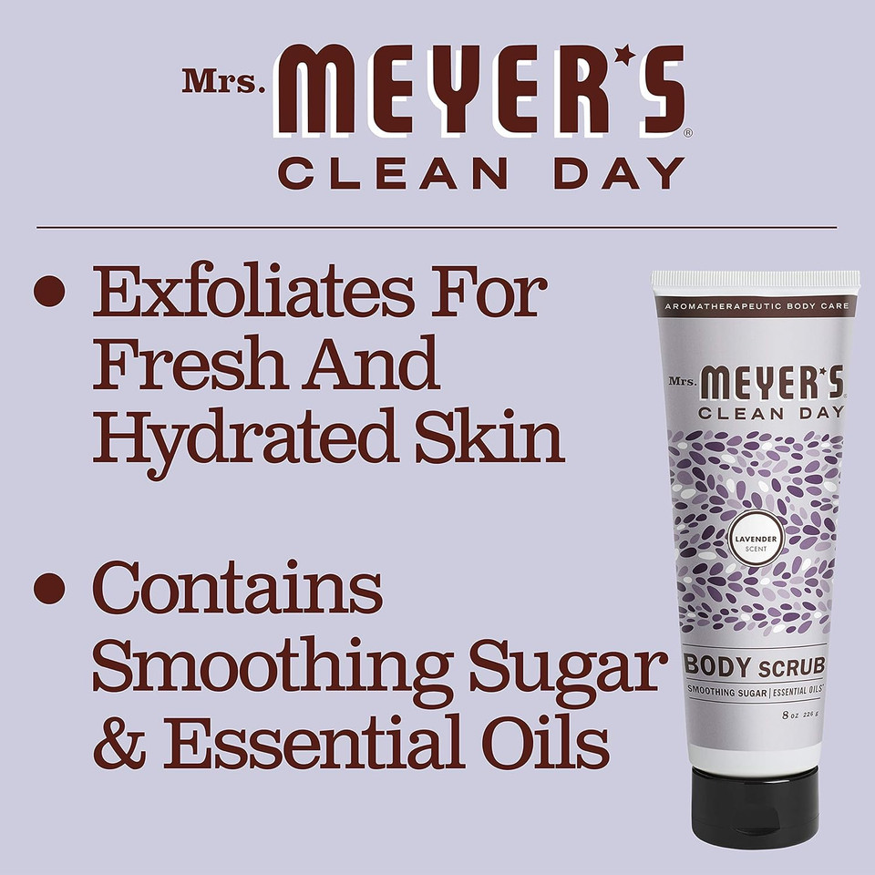 Mrs. Meyer'S Clean Day Exfoliating Body Scrub, Sugar Scrub That Leaves Skin Feeling Hydrated & Fresh, Made With Essential Oils, Lavender, 8 Oz
