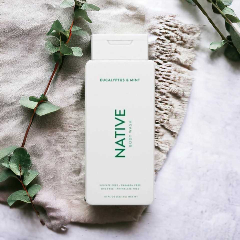 Native Body Wash Contains Naturally Derived Ingredients | For Women & Men, Sulfate, Paraben, & Dye Free Leaving Skin Soft And Hydrated | Eucalyptus & Mint 18 Oz - 2 Pk