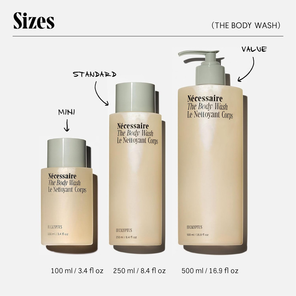 Nã£Â©Cessaire The Body Wash Eucalyptus - Natural Body Wash For Women & Men, Replenishing Shower Gel With Niacinamide, Vitamin C/E + Omega 6/9. Oil-In-Gel Cleanse, 16.9 Fl Oz