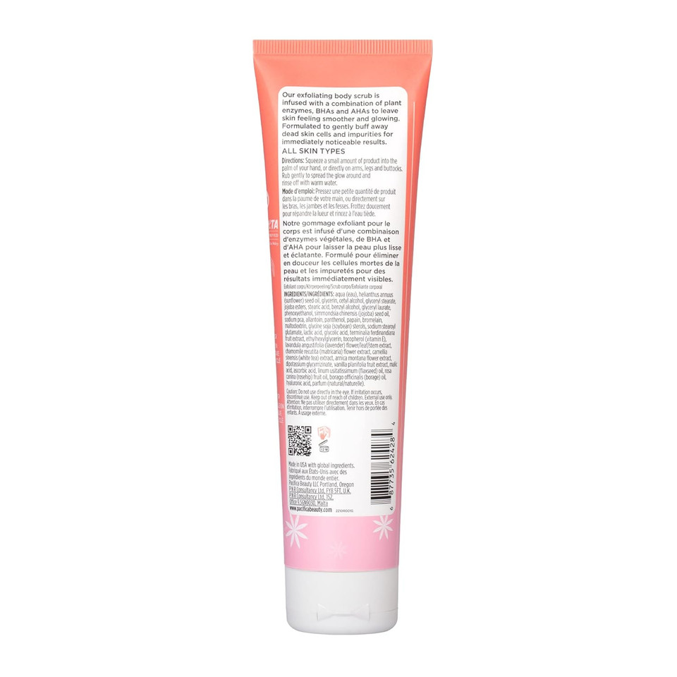 Pacifica Beauty Glow Baby Aha Brightening Body Scrub, Vitamin C, Kakadu Plum, Pineapple, Papaya, Moisturizing, Exfoliating, Nourishing, Glowing Skin, Body Care, Vegan, 5 Fl Oz (1 Count)