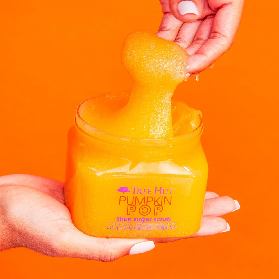 Tree Hut Pumpkin Pop Shea Sugar Scrub, 18 Oz, Ultra Hydrating And Exfoliating Scrub For Nourishing Essential Body Care