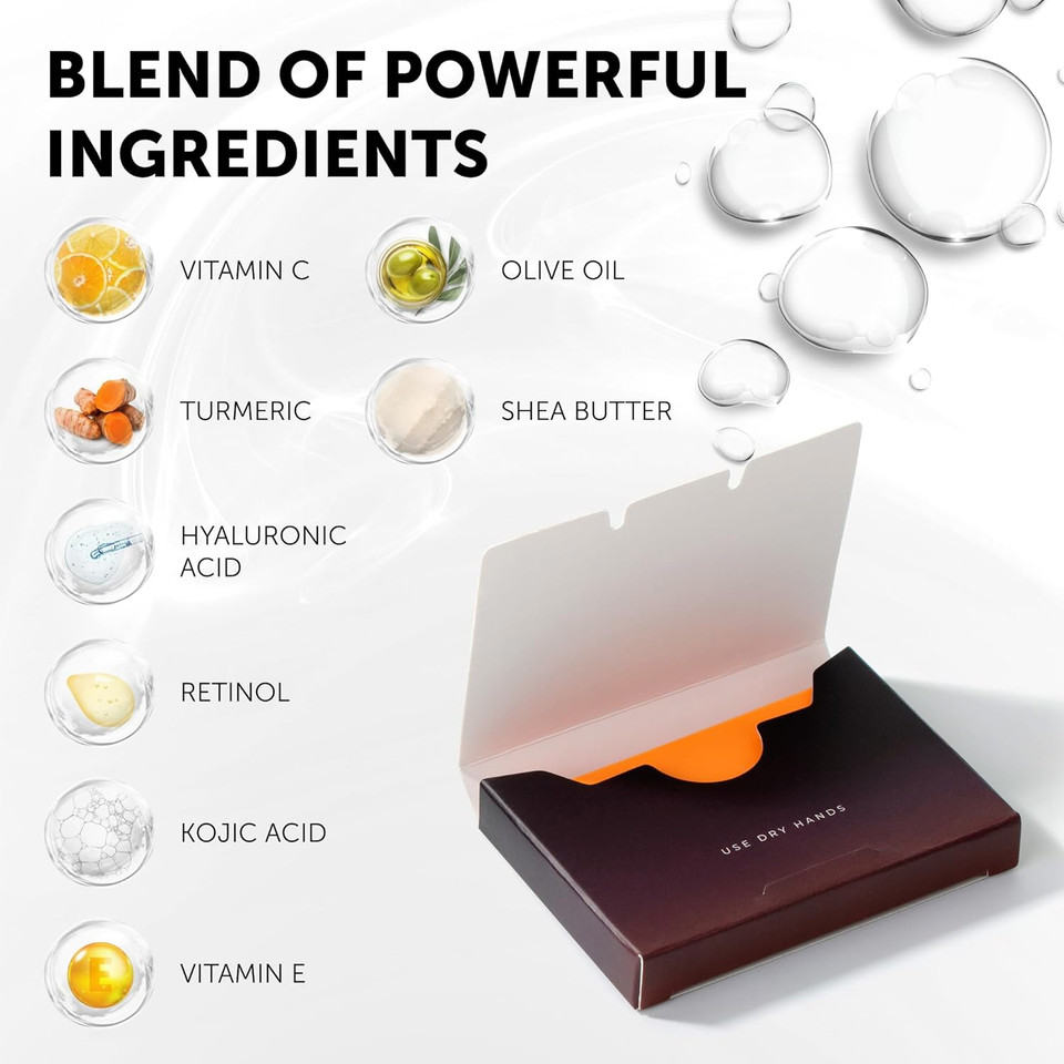 Valitic Kojic Acid Dark Spot Corrector Paper Soap - Travel Size - 100 Portable And Dissolvable Soap Sheets - With Vitamin C, Retinol, Collagen And Turmeric - 2 Pack