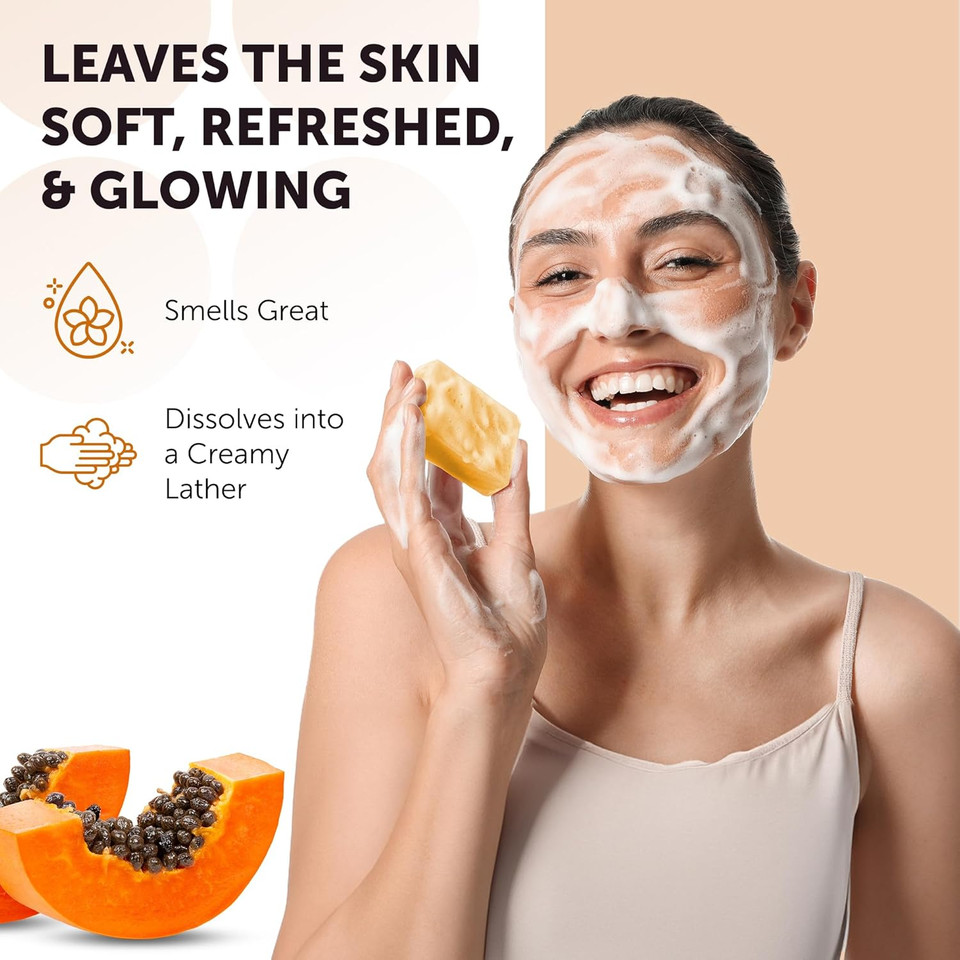 Valitic Papaya And Turmeric Kojic Acid Soap Bar - Dark Spot Corrector Skin Care Cleansing Bar - Infused With Vitamin C, Hyaluronic Acid, Collagen, Retinol, Olive Oil - 4 Pack