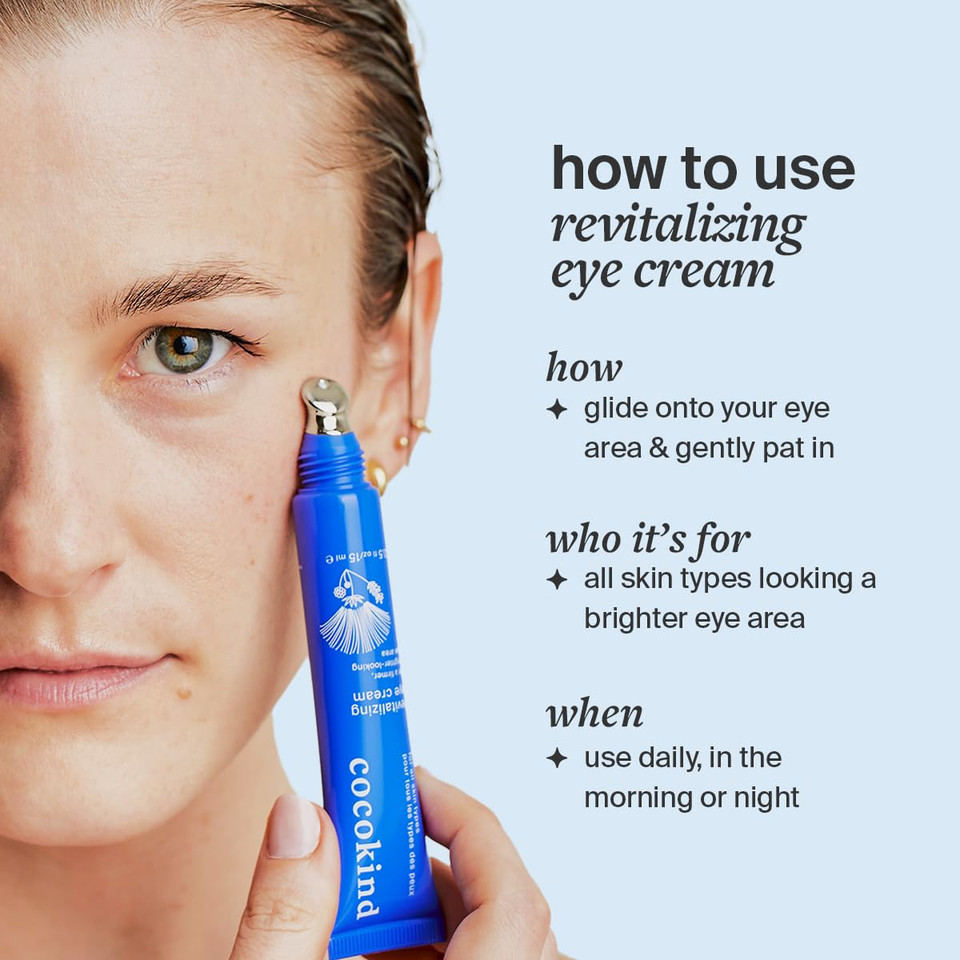 Revitalizing Eye Cream By Cocokind, Depuff & Reduce Fine Lines And Wrinkles, Cream For Firmer And Brighter Looking Eye Area, Hydrating With A Cool Metal Applicator Tip, 0.5 Fl Oz