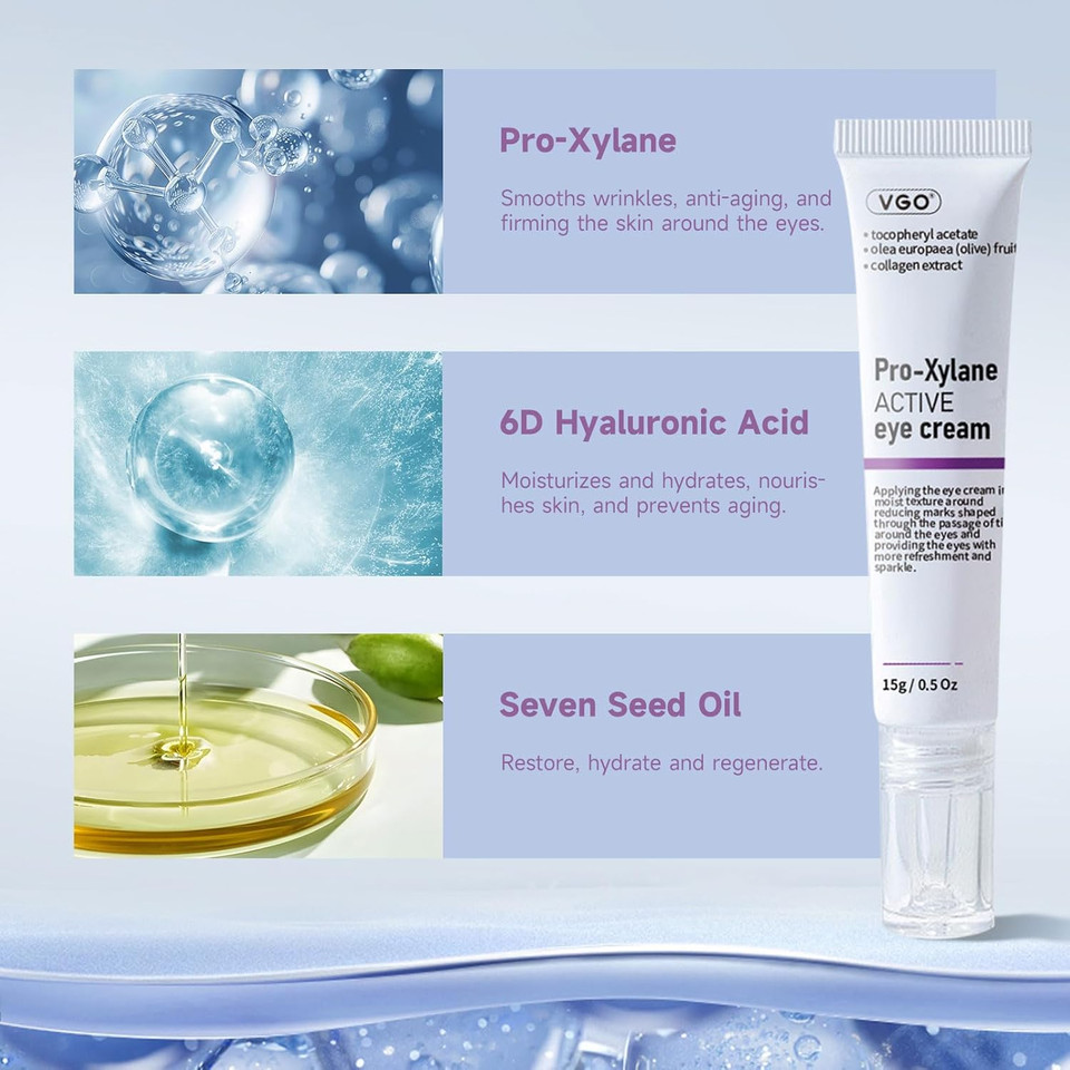 Vgo Eye Cream, Eye Repair Cream Under Eye Cream For Dark Circles & Puffiness, Moisturizing Eye Cream With Pro-Xylane And 6D Hyaluronic Acid, 15G/0.5Oz