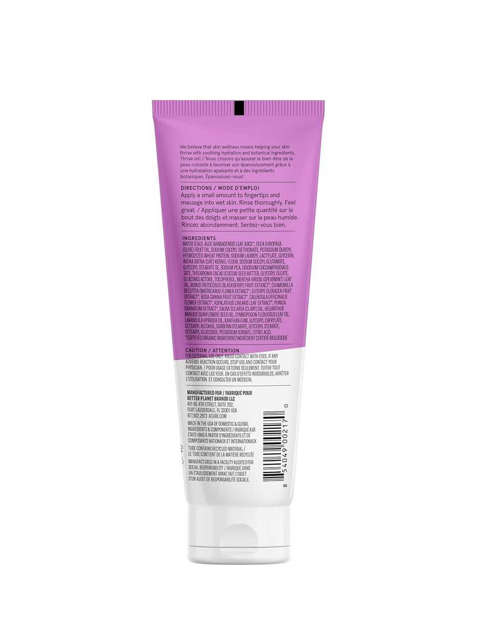 Acure Radically Rejuvenating Cleansing Cream - Foaming Creamy Facial Cleanser - Moisturizing Benefits Of Olive Oil, Cocoa Butter And The Soothing Deep Cleanse Of Mint - 4 Oz