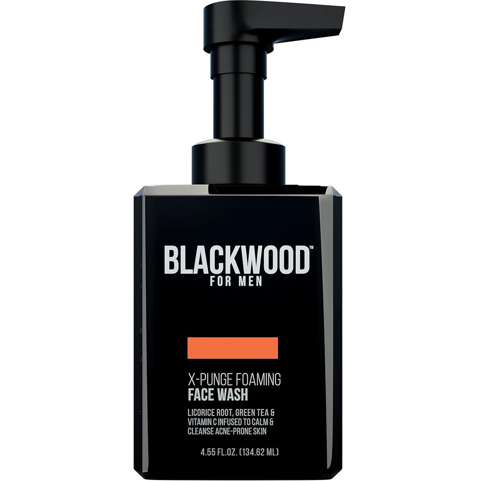 Blackwood For Men X-Punge Foaming Face Wash - Acne Facial Cleanser For Oily To Normal Skin - Deep Cleanse For Exfoliation - Natural Vegan Formula - Paraben Free, Sulfate Free, & Cruelty Free (7.32 Oz)