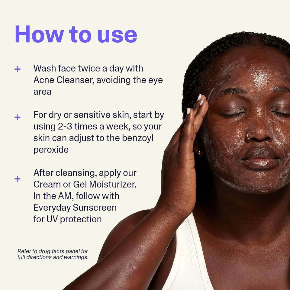 Curology Acne Cleanser, Clearing Face Wash, 2.5% Benzoyl Peroxide Treatment For Acne Prone Skin, Milky Gel Texture, Fragrance Free, 5.07 Fl Oz (Pack Of 2)