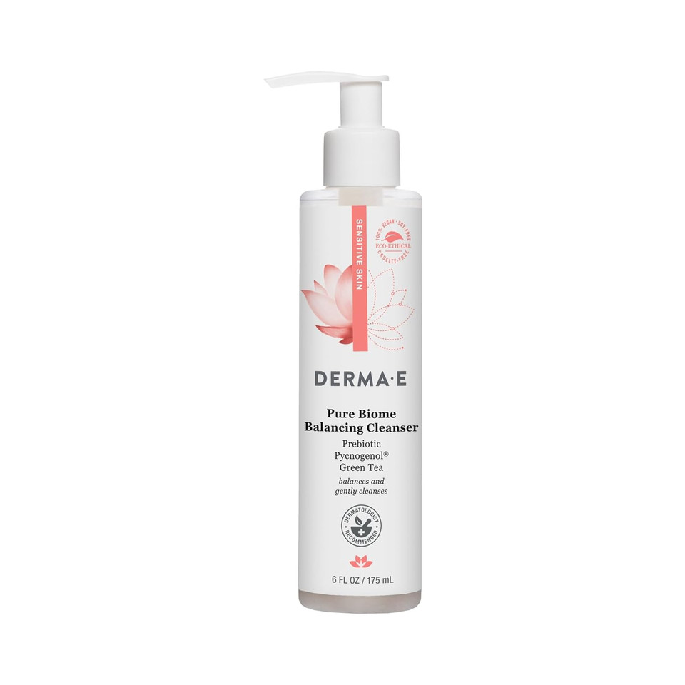 Derma E Pure Biome Balancing Cleanser- For Sensitive Skin Fragrance-Free, 6Oz