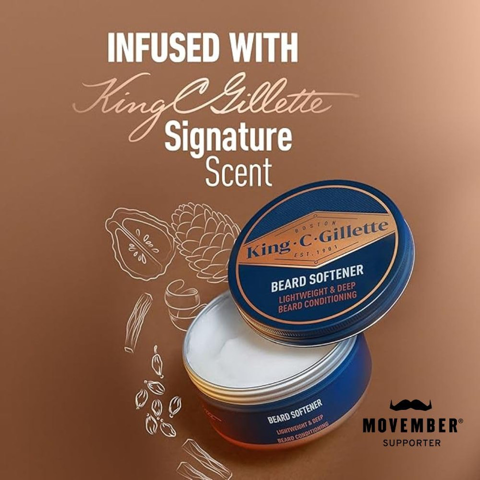 King C. Gillette Soft Beard Balm, Deep Conditioning With Cocoa Butter, Argan Oil And Shea Butter