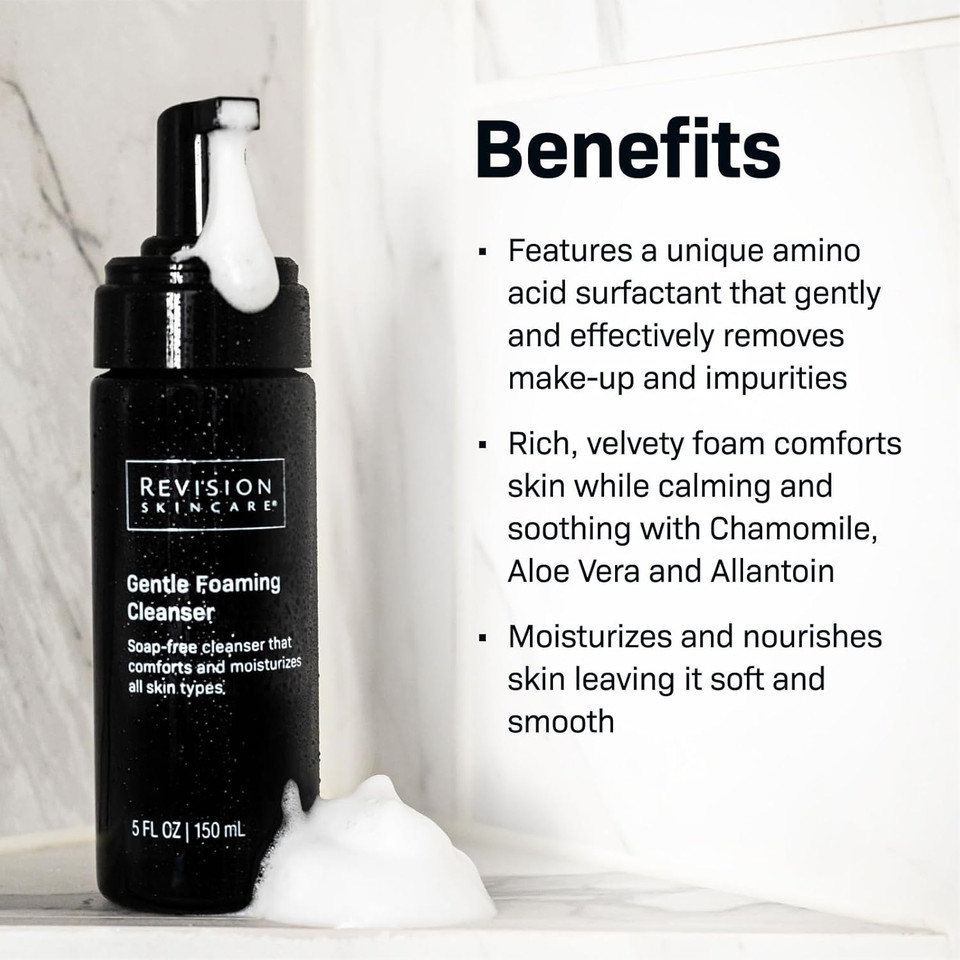 Revision Skincare Gentle Foaming Cleanser, Soap Free Facial Cleanser And Makeup Remover, Soothing And Moisturizing, 5 Fluid Ounces