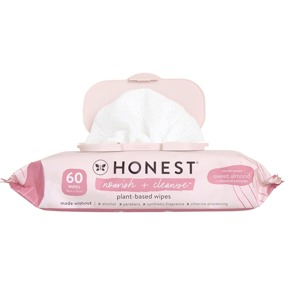The Honest Company Nourish + Cleanse Naturally Scented Wipes | Cleansing Multi-Tasking Wipes | 99% Water, Plant-Based, Hypoallergenic | Sweet Almond, 60 Count The Honest Company Nourish + Cleanse Naturally Scented Wipes | Cleansing Multi-Tasking Wipes | 99% Water, Plant-Based, Hypoallergenic | Sweet Almond, 60 Count