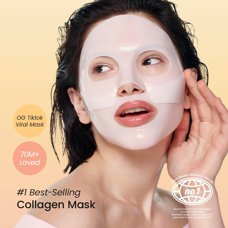Biodance Bio-Collagen Real Deep Mask, Hydrating Overnight Hydrogel Mask, Pore Minimizing, Elasticity Improvement, 34G X4Ea