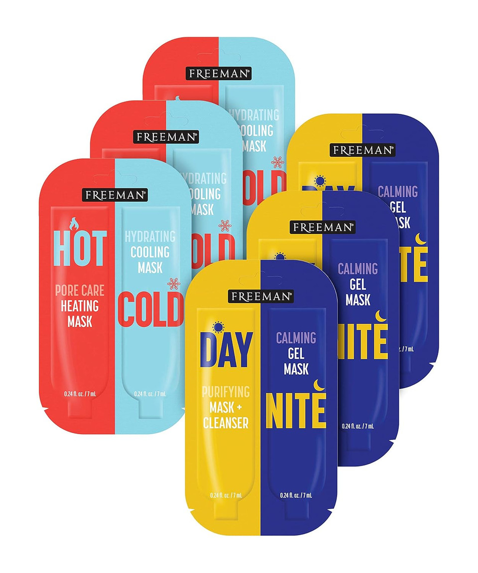 Freeman Day & Night + Hot & Cold Face Mask Variety Set, Gel Skin Care Facial Masks For Women, 6 Count