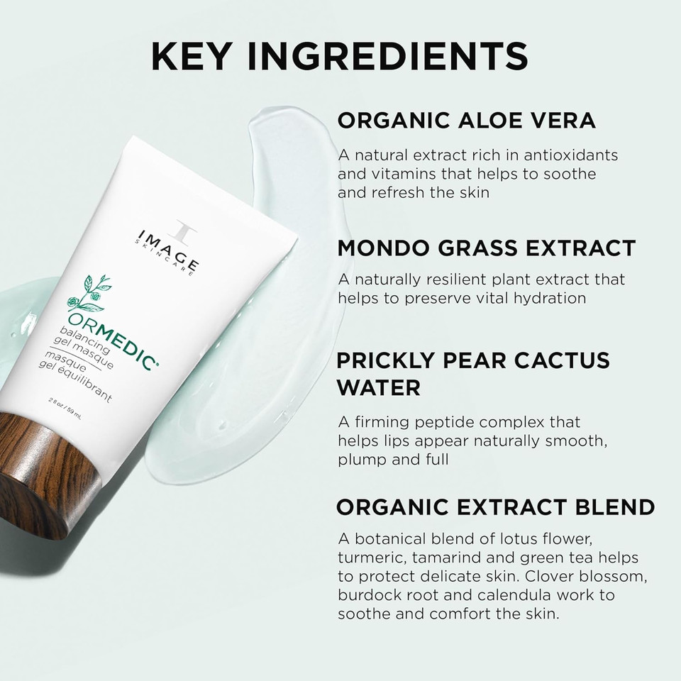 Image Skincare, Ormedic Balancing Gel Masque, Helps To Refresh Dry, Tired-Looking Facial Skin, Made With Organic Aloe Vera And Botanical Extracts, 2Oz