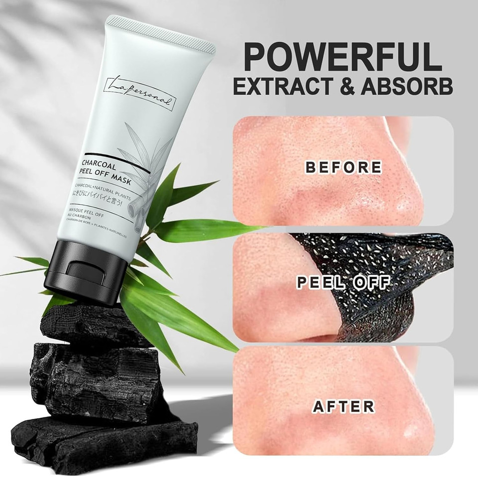 Blackhead Remover Mask, Blackhead Peel Off Face Mask Pore Cleaner Charcoal Facial Mask For Black Head Removal Deep Cleansing For Face Nose Blackhead Pores Acne, Skin Care For All Skin Types 2.11 Oz