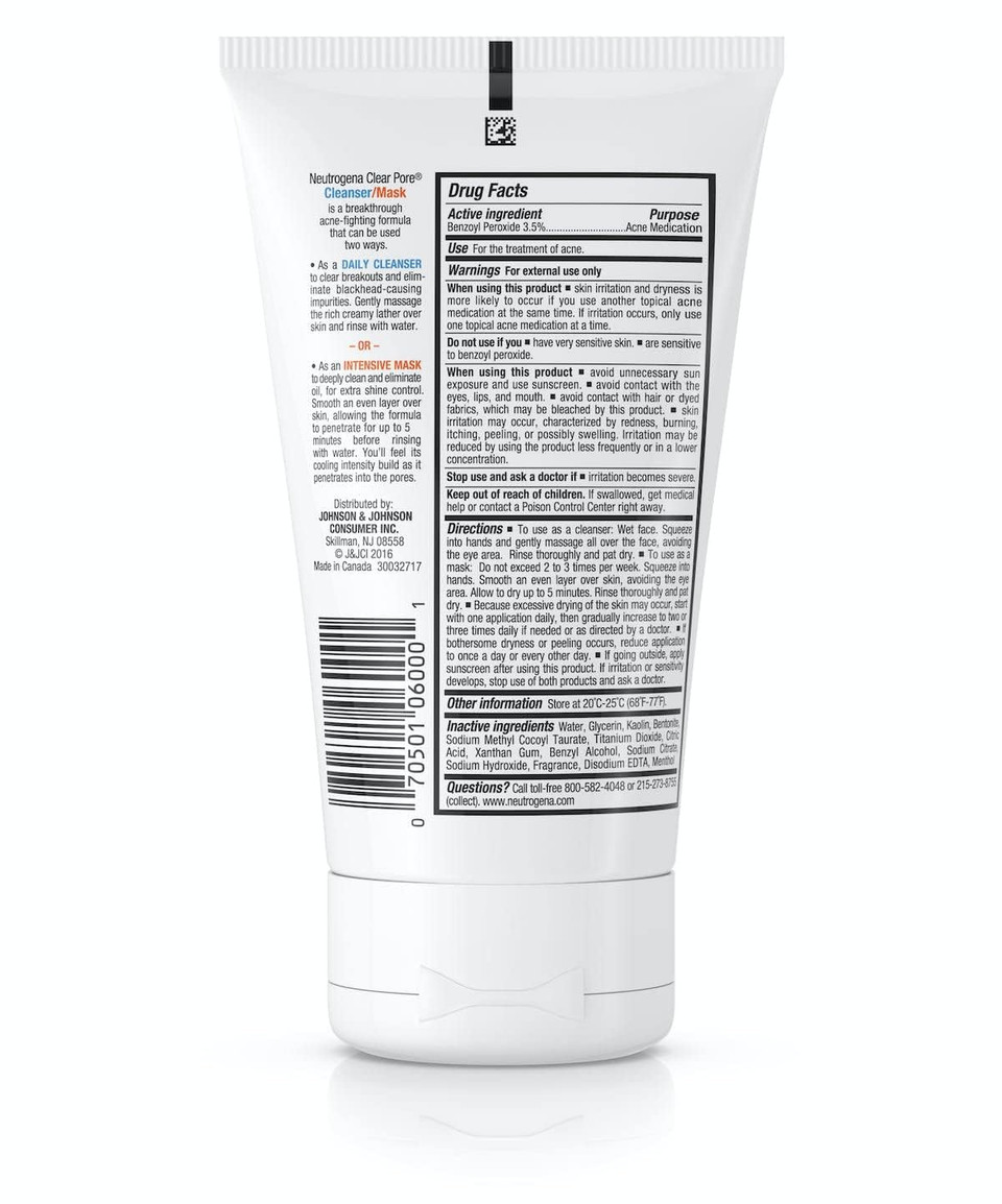 Neutrogena Clear Pore Cleanser/Mask, 4.2 Ounce (Pack Of 3)