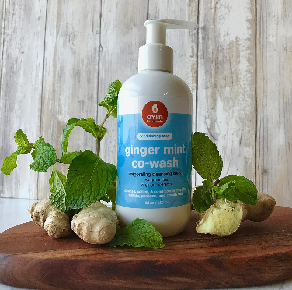 Oyin Handmade Ginger Mint Co-Wash With Invigorating Cleansing Cream With Green Tea & Ginger Extracts |8 Oz