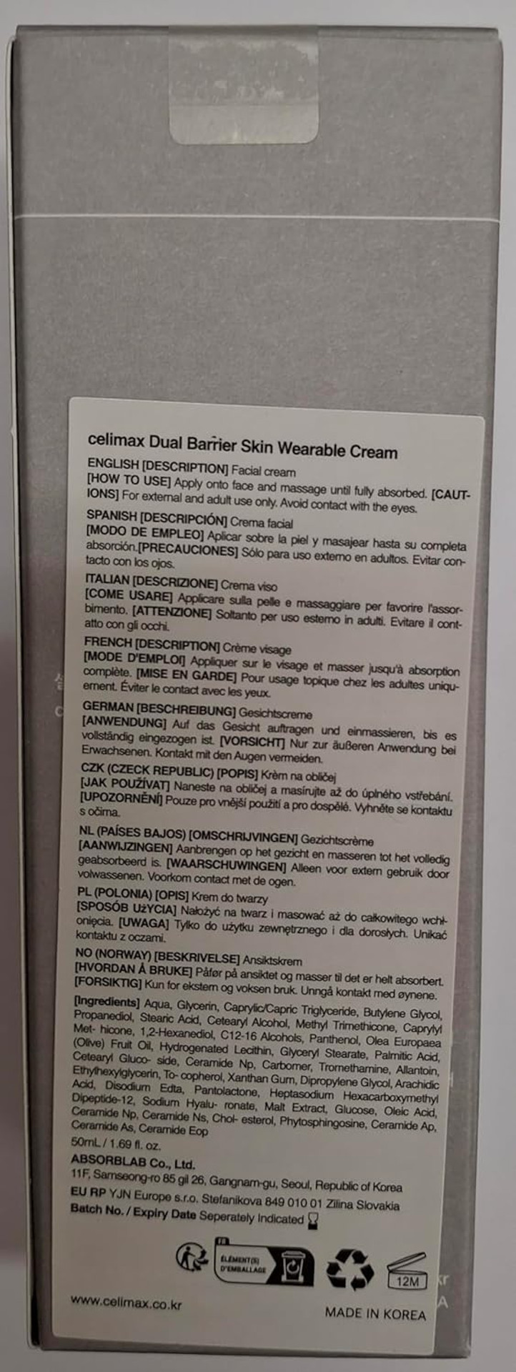 Celimax Dual Barrier Skin Wearable Cream | Long Lasting Cream Face Moisturizer With Ceramides, Hyaluronic Acid, Moisturizing, Hydrating, Soothing, Repairing, Day & Night Cream, 50Ml Celimax Dual Barrier Skin Wearable Cream | Long Lasting Cream Face Moisturizer With Ceramides, Hyaluronic Acid, Moisturizing, Hydrating, Soothing, Repairing, Day & Night Cream, 50Ml