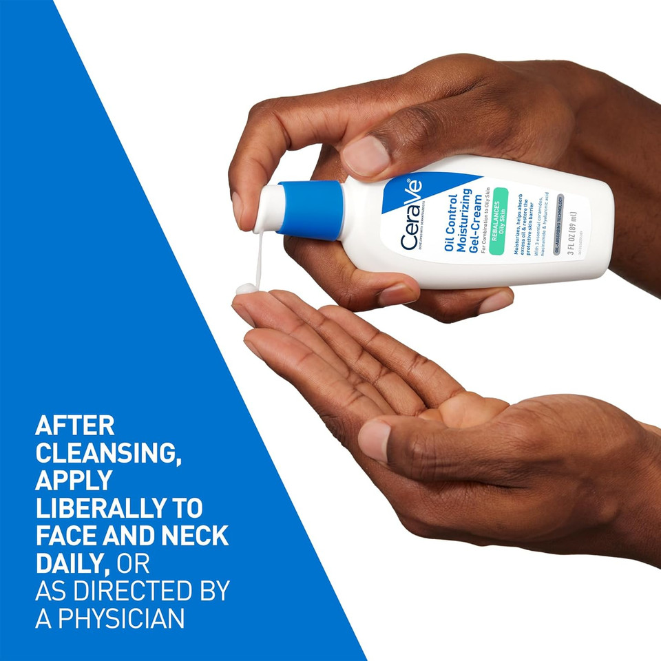 Cerave Oil Control Moisturizing Gel-Cream | Face Moisturizer For Oily Skin | Niacinamide, Hyaluronic Acid & Oil Absorbing Technology To Rebalance Oily Skin | Non-Comedogenic, Fragrance Free & Oil Free