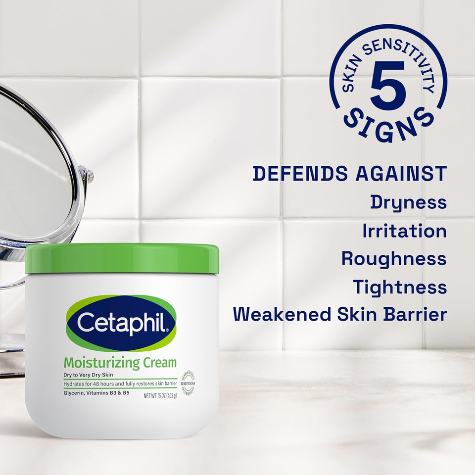 Cetaphil Face & Body Moisturizer, Hydrating Moisturizing Cream For Dry To Very Dry, Sensitive Skin, New 3 Oz Pack Of 3, Fragrance Free, Non-Comedogenic, Non-Greasy