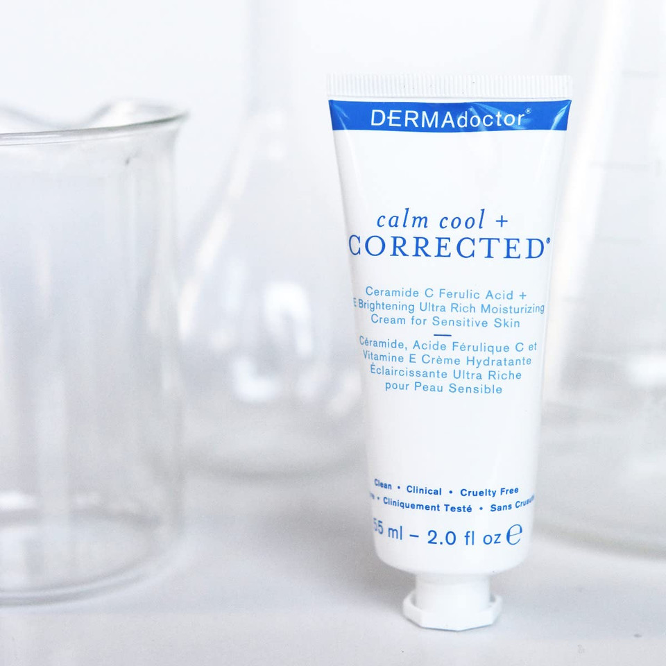 Dermadoctor Calm Cool + Corrected Ceramide C Ferulic Acid + E Brightening Ultra-Rich Moisturizing Cream For Sensitive Skin, 2.0 Fl Oz