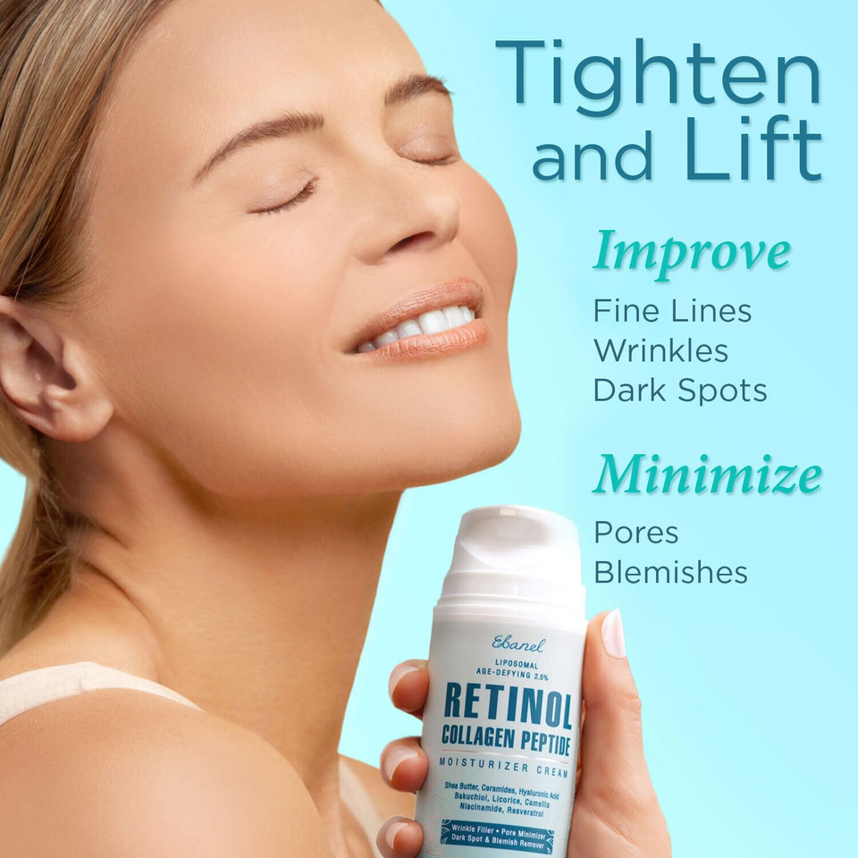 Ebanel 2.5% Retinol Face Moisturizer Cream With Collagen Peptides, Vitamin C, Hyaluronic Acid, Niacinamide, Anti Aging Wrinkle Night Cream, Brightening Neck Firming Cream For Face