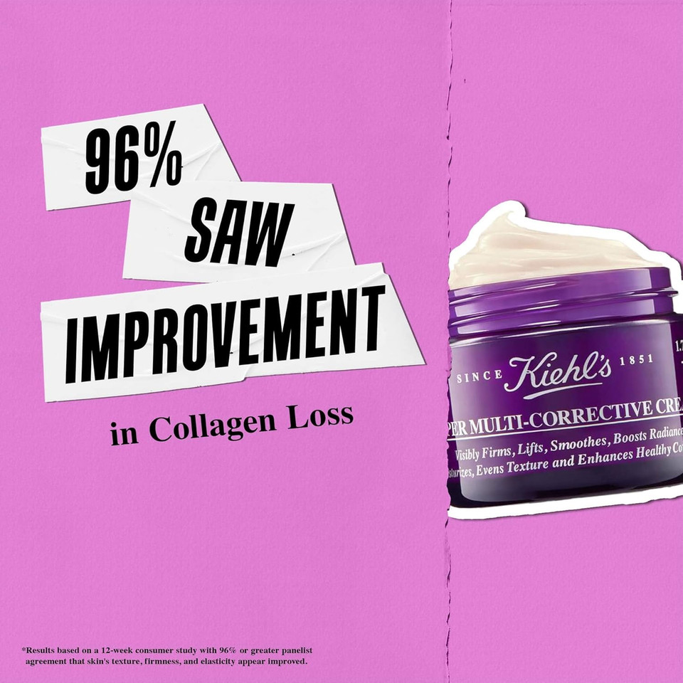 Kiehl'S Super Multi-Corrective Cream, Anti-Aging Wrinkle Reducing Face And Neck Cream, Evens Skin Tone, Smooths Skin Texture, Fast-Absorbing And Lightweight, For All Skin Types, Paraben-Free