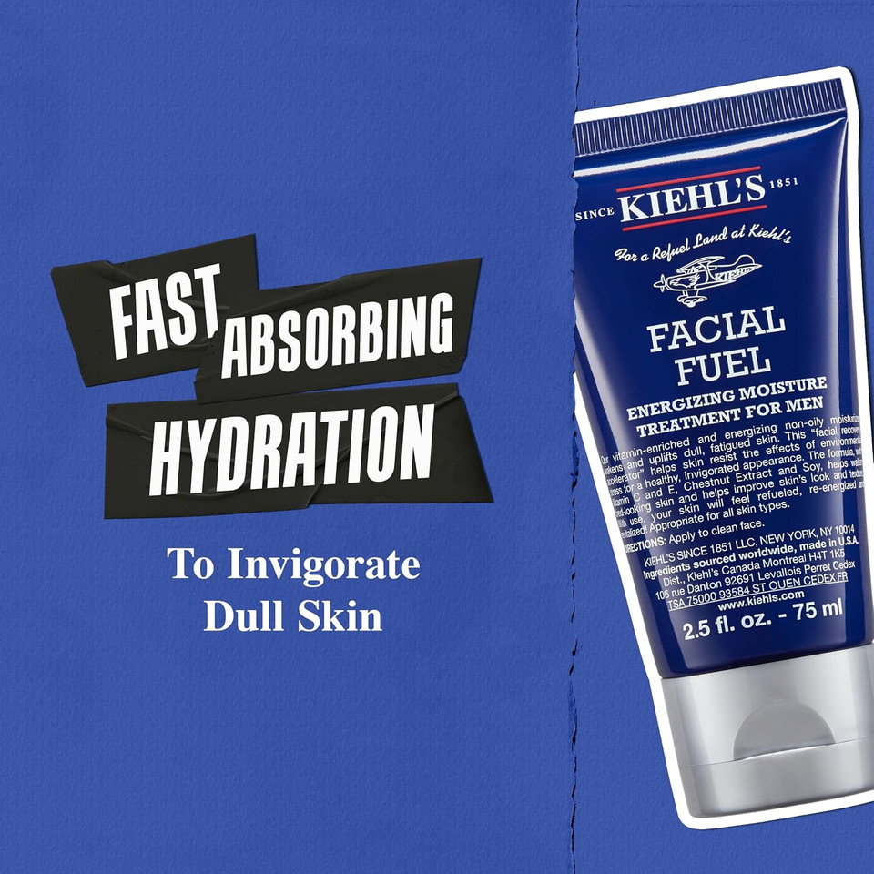 Kiehl'S Facial Fuel Moisturizer, Men'S Face Cream, With Vitamin C And Caffeine That Contain Antioxidants To Help Energize And Reduce Dullness, Non-Greasy, Paraben-Free, Sulfate-Free