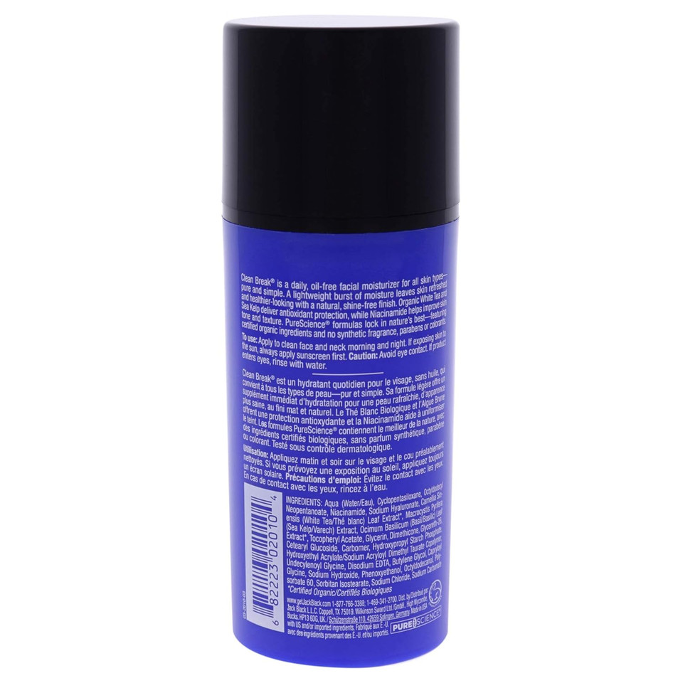 Jack Black Clean Break Oil-Free Moisturizer, 3.3 Fl. Oz  Face Moisturizer For Men, Face Lotion, Daily Moisturizer For Face, Skin Moisturizer Face Cream