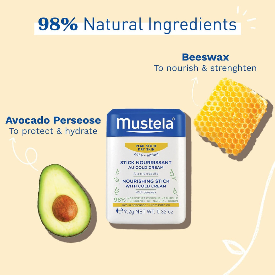 Mustela Baby Nourishing Stick - Lip & Face Moisturizer For Dry Skin - With Natural Avocado, Cold Cream & Beeswax - 0.32 Oz. - Packaging May Vary Mustela Baby Nourishing Stick - Lip & Face Moisturizer For Dry Skin - With Natural Avocado, Cold Cream & Beeswax - 0.32 Oz. - Packaging May Vary