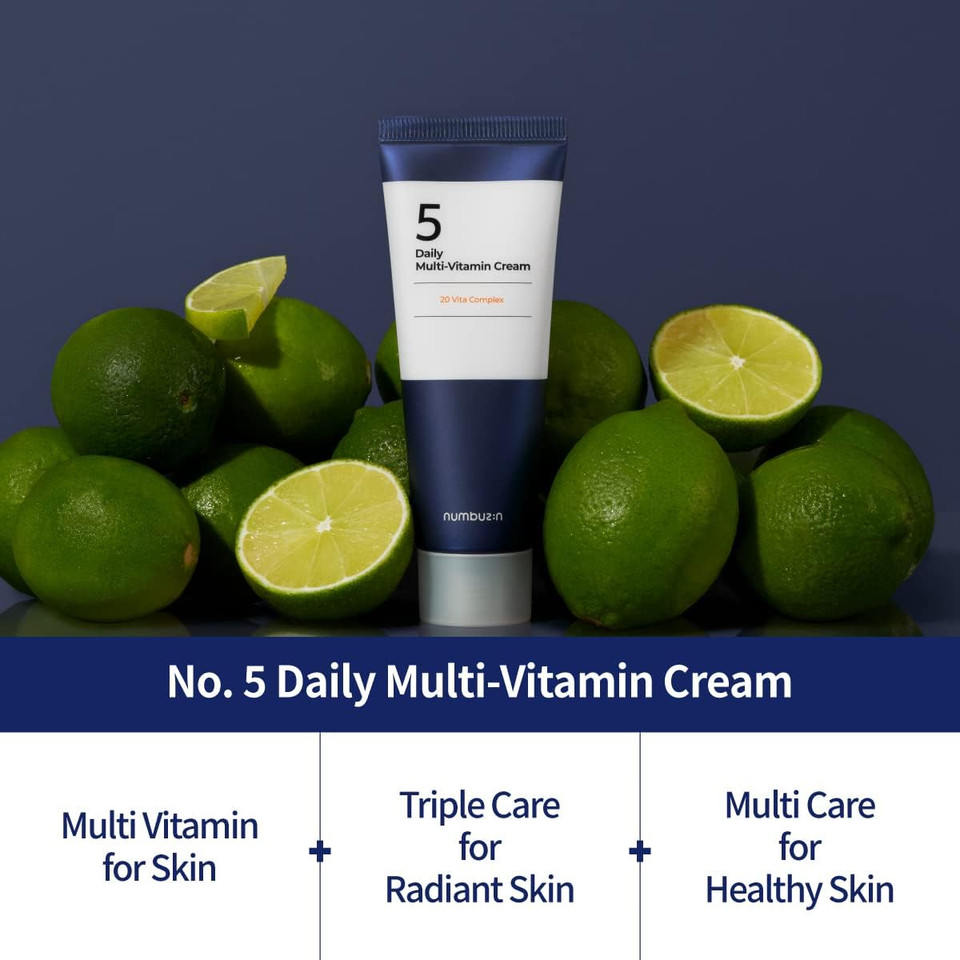 Numbuzin No.5 Daily Multi-Vitamin Cream, Vitamin C, Panthenol, Niacinamide, Vegan, Radiant Skin, Non-Sticky Finish, Korean Skin Care For Face, 2.02 Fl Oz Numbuzin No.5 Daily Multi-Vitamin Cream, Vitamin C, Panthenol, Niacinamide, Vegan, Radiant Skin, Non-Sticky Finish, Korean Skin Care For Face, 2.02 Fl Oz