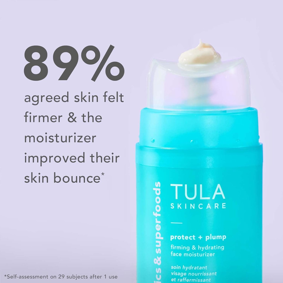 Tula Skin Care Protect + Plump Firming & Hydrating Face Moisturizer - Skincare-First, Daily Ageless Moisturizer, Minimizes The Look Of Wrinkles & Fine Lines, 1.6 Oz