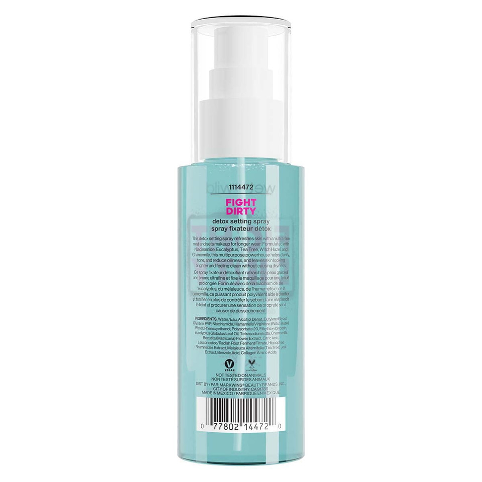 Wet N Wild Fight Dirty Detox Setting Spray Tea Tree Extract, Chamomile, Collagen, Combats Acne, Blemishes, Antioxidants