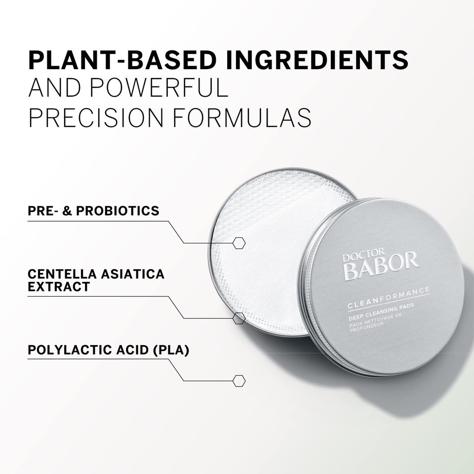 Babor Cleanformance Deep Cleansing Pads, Skin Refining Cleansing Pads With Prebiotics And Probiotics, Clean Beauty, Vegan