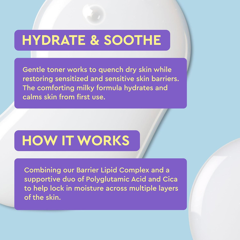 Byoma Hydrating Milky Toner - Dewy, Ultra Hydrating Toner For Face - Soothes Skin, Locks In Moisture, Reduces Redness - Barrier Repair - 5.07 Fl Oz