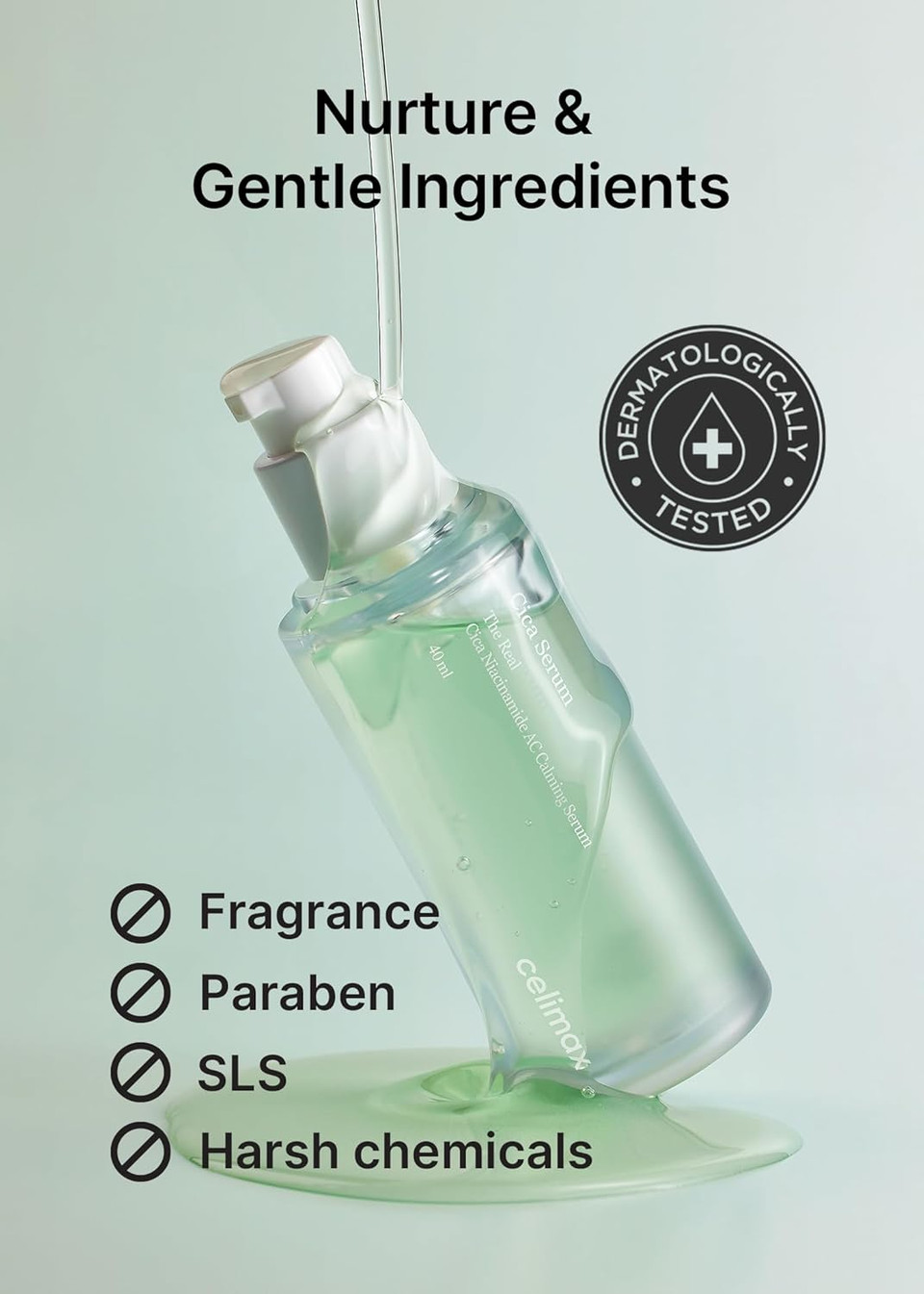 Celimax The Real Cica Niacinamide Ac Calming Serum | With Hyaluronic Acid, Redness Relief, Moisturizing, Soothing & Restoring Serum, Mild Formula For Sensitive, 40Ml
