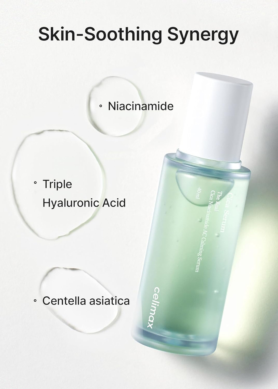Celimax The Real Cica Niacinamide Ac Calming Serum | With Hyaluronic Acid, Redness Relief, Moisturizing, Soothing & Restoring Serum, Mild Formula For Sensitive, 40Ml