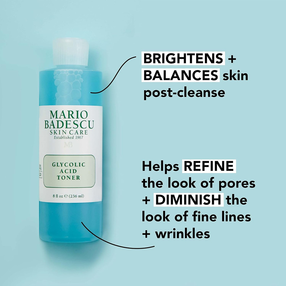 Mario Badescu Glycolic Acid Toner For Dry And Combination Skin, Alcohol-Free Facial Toner For Aging Skin, Formulated With Exfoliating Glycolic Acid & Antioxidant Grapefruit Extract