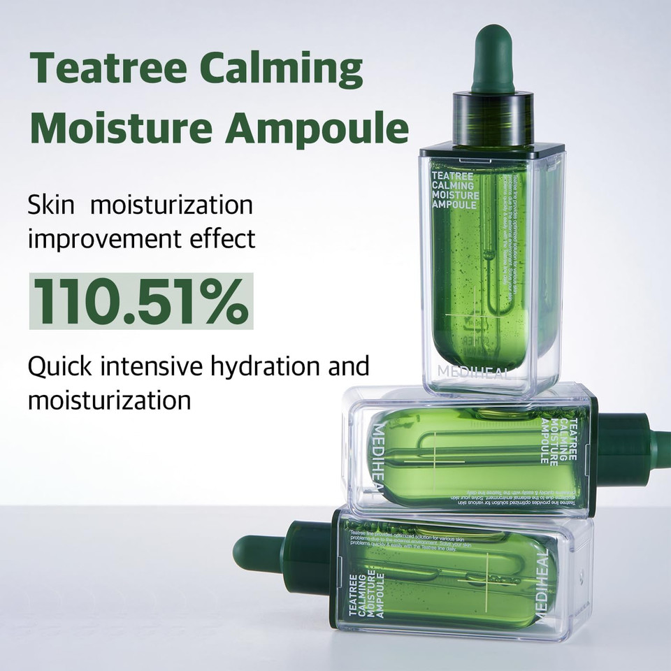 Mediheal Teatree Calming Moisture Ampoule (1.7 Fl Oz, 1 Pack) - Quick Calming And Deep Hydrating With Teatree Leaf Water 92% For Sensitive Skin Type