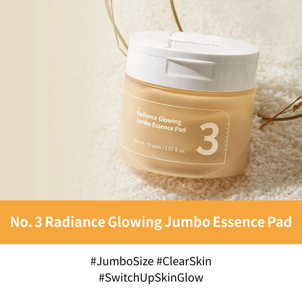 Numbuzin No.3 Radiance Glowing Jumbo Essence Pad | Vegan Pad, Unbleached, Biodegradable, Niacinamide, Clear Glass Skin, Korean Skin Care For Face | 70 Pads/5.07 Fl Oz Numbuzin No.3 Radiance Glowing Jumbo Essence Pad | Vegan Pad, Unbleached, Biodegradable, Niacinamide, Clear Glass Skin, Korean Skin Care For Face | 70 Pads/5.07 Fl Oz