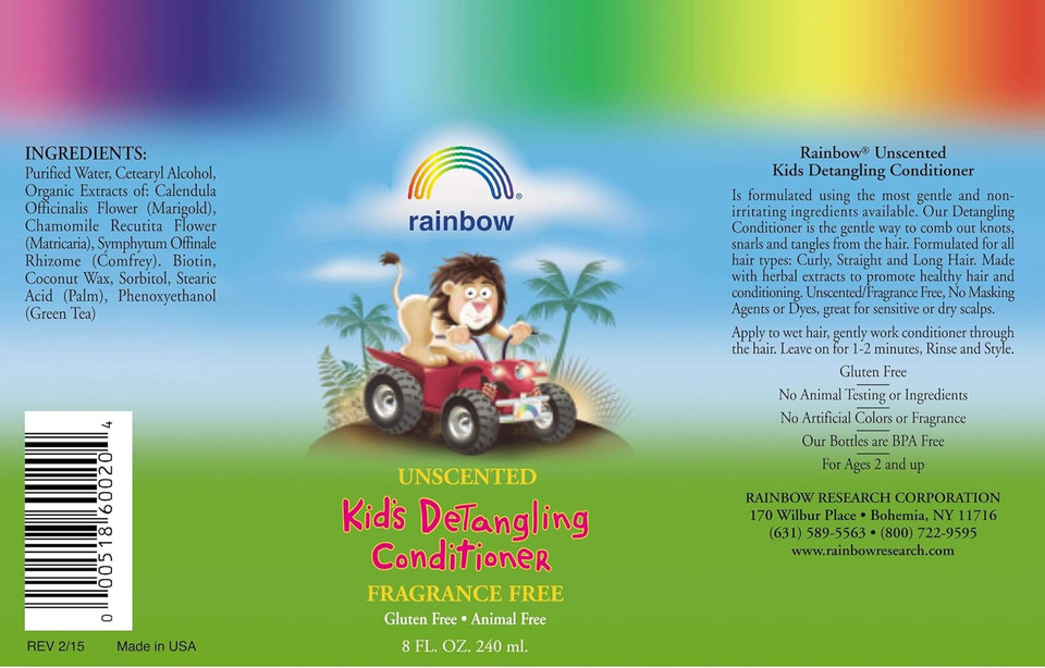 Rainbow Research Detangling Unscented Conditioner For Kids - 8.5 Oz