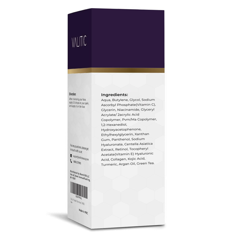 Valitic Vitamin C Face Serum For Anti Aging - Hyaluronic Acid, Collagen, Kojic Acid, Turmeric Oil Dark Spot Remover Brightening Serum Eyes And Facial Serum Skin Care 1 Fl Oz