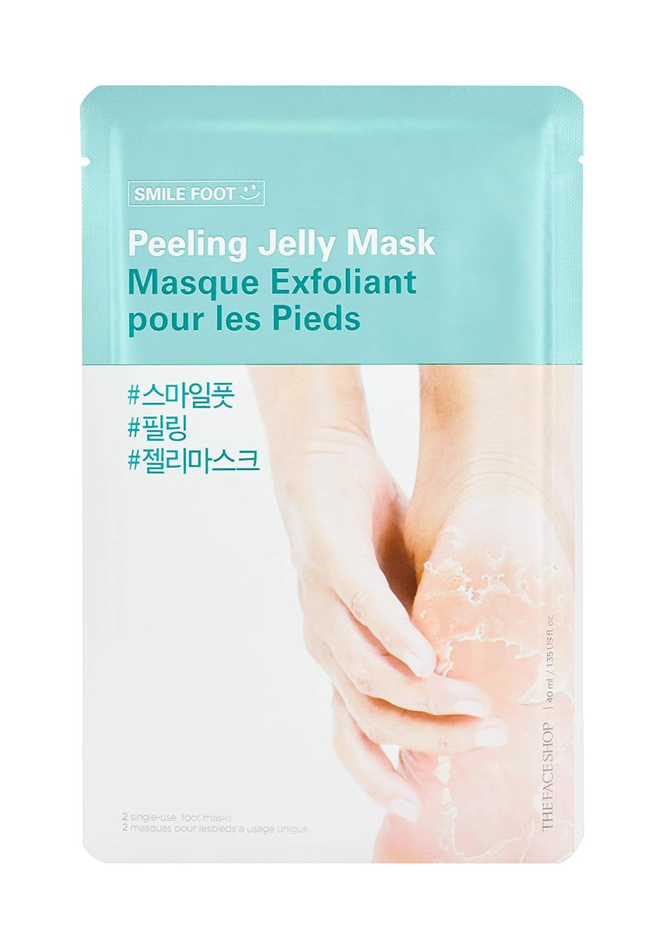 The Face Shop Smile Foot Peeling Jelly Mask,2 Count,K-Beauty