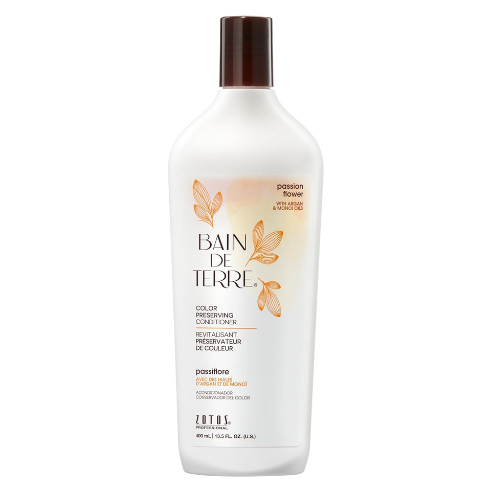 Bain De Terre Passion Flower Color Preserving Conditioner, Luxurious Hydration For Vibrant Color & Protection From Fading, With Argan & Monoi Oils, Paraben-Free, Vegan